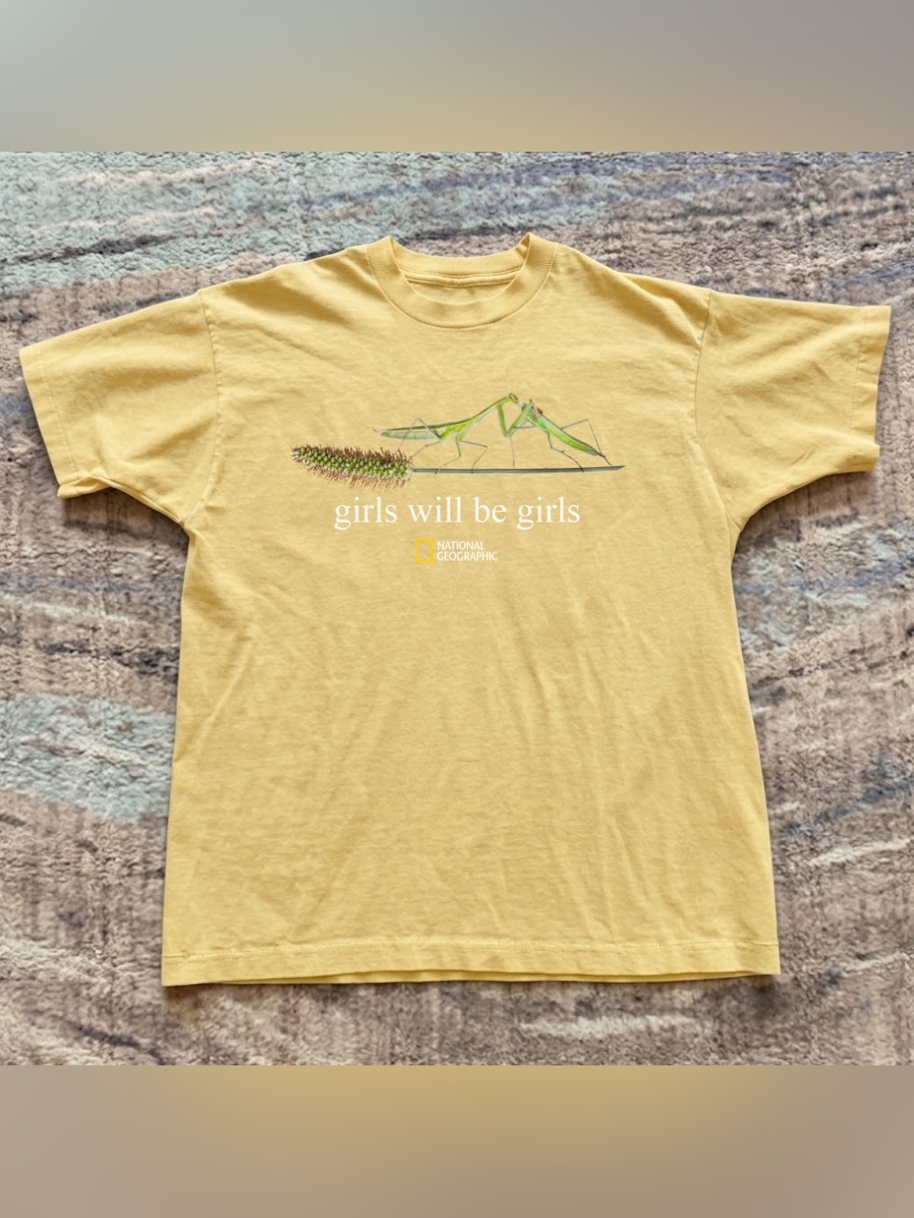 Mantis Praying Girls Will Be Girls National Geographic Yellow Graphic T-Shirt